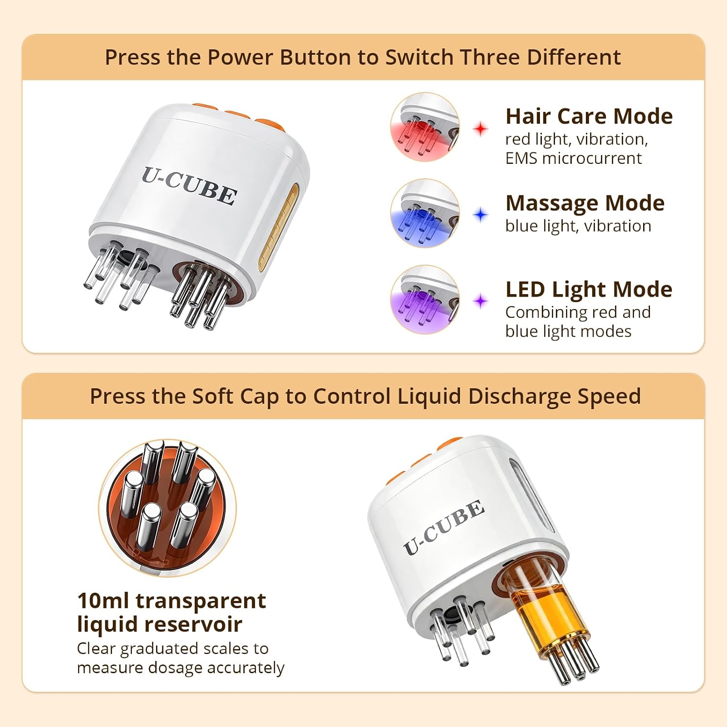 Electric Hair Oil Applicator and Scalp Massager - for Hair Treatment,Minoxidil Serums - 10ml Capacity,Portable Dispenser for Easy and Even Scalp Care