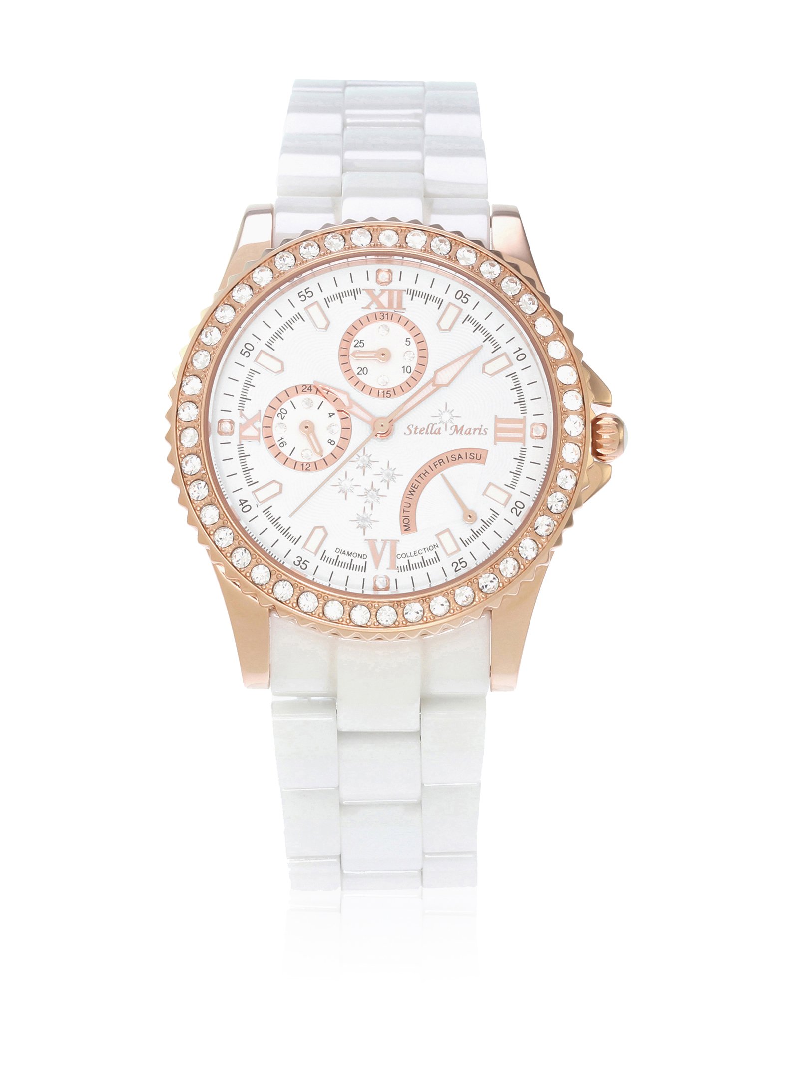Stella Maris Damen-Armbanduhr Analog Quarz Premium Keramik Diamanten - STM15N3