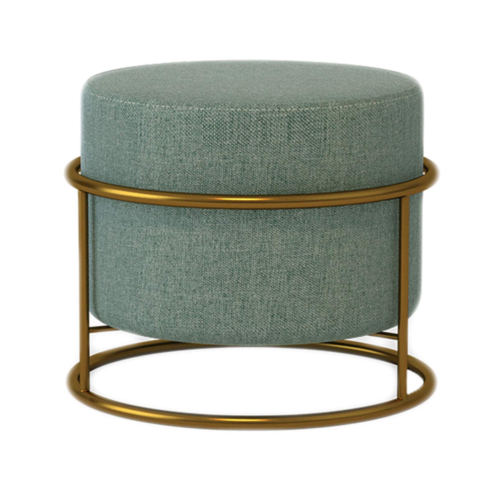 LMMIAOZ Modern Linen Round Foot Stool Leg Rest for Home Living Room Bedroom Office Soft Tufted Pouffe Chair Change Shoes Stool Upholstered Footstool (Cyan)
