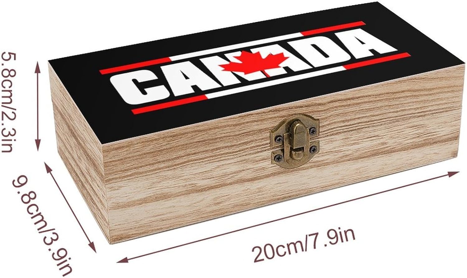 Canada Flag Funny Storage Boxes with Lid Wood Home Organizer image 2