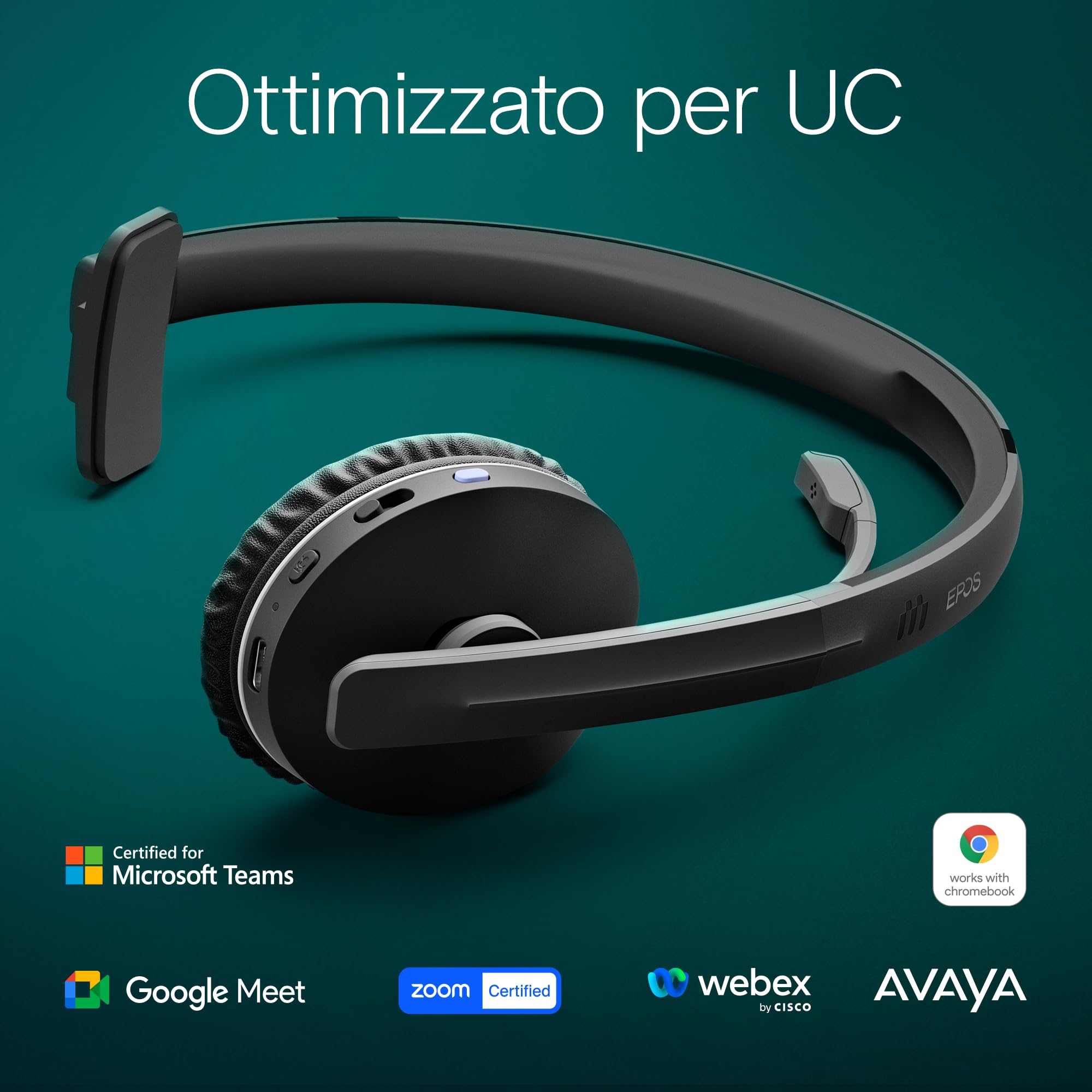 EPOS SENNHEISER ADAPT 231 - ADAPT 200 Series - auricolare - sull'orecchio - Bluetooth - wireless - USB-C tramite adattatore Bluetooth - nero - Certificato per Microsoft Teams, Ottimizzato per UC