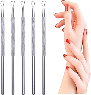 WSERE 5PCS Nail Gel Polish Remover Rods, Remove UV Gel Nail Polish Pusher Peeler Scraper, Stainless Steel Triangle Stick Fingernail Toenail Cuticle Pusher Remover Manicure Professional Nail Art Tool