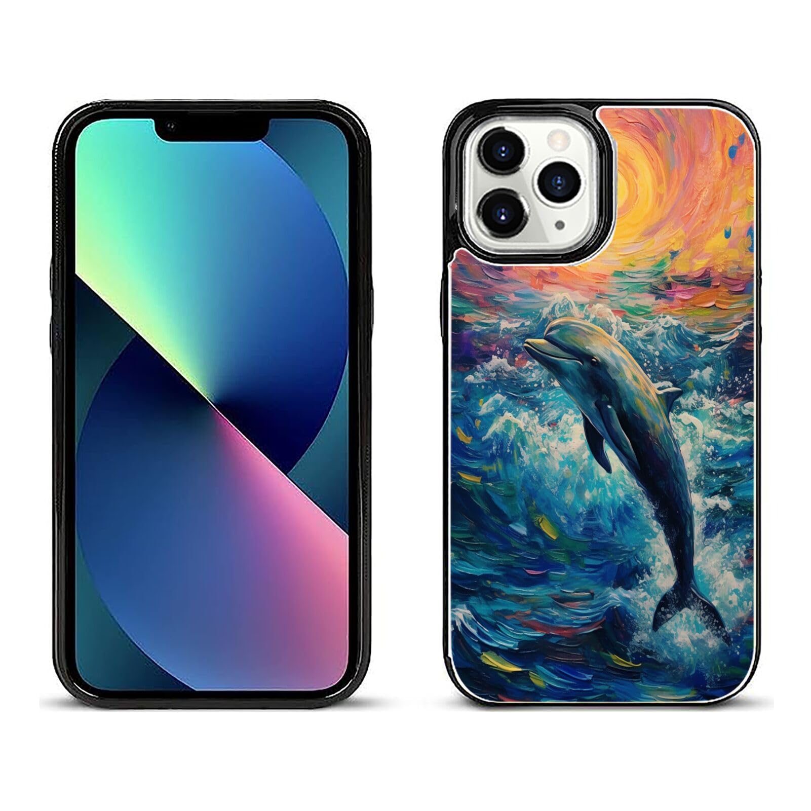 Wallet Case for iPhone 12 Pro Max with Dolphin-aa1028 Design Magnetic Flip Cover with Card Slots and Kickstand - Ultimate Protection for Your Phone