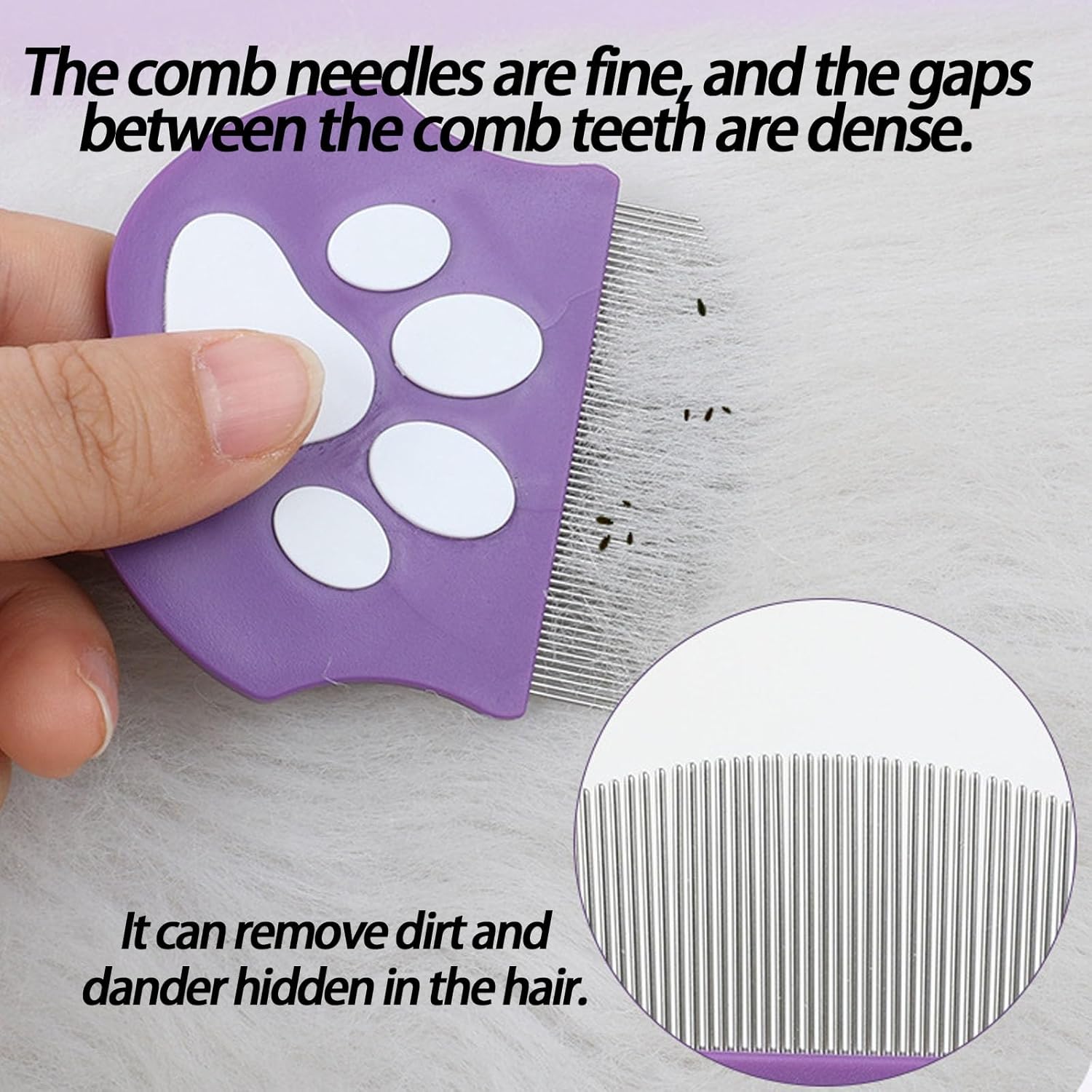 Pet Detangling Flea Comb, Dog Facial Eye Comb, Stainless Steel Tear Stain Remover, Round-Head Grooming Comb for Dog Cat (4 Colors)
