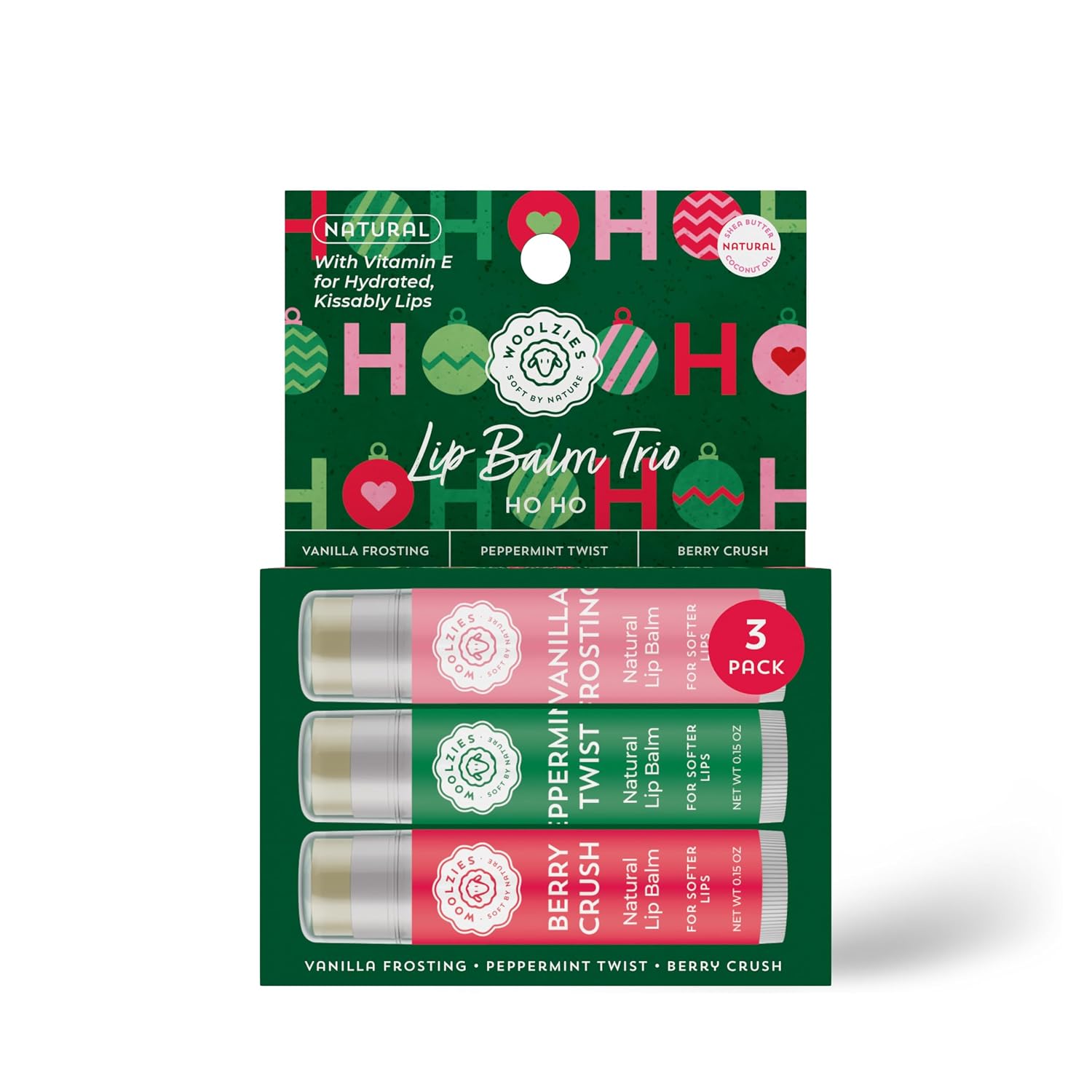 Holiday Stocking Stuffer Lip Balm Set: All-Natural Shea Butter, Beeswax, Coconut Oil, & Vitamin E Infused Lip Care (3 Pack, Let It Glow) image 4