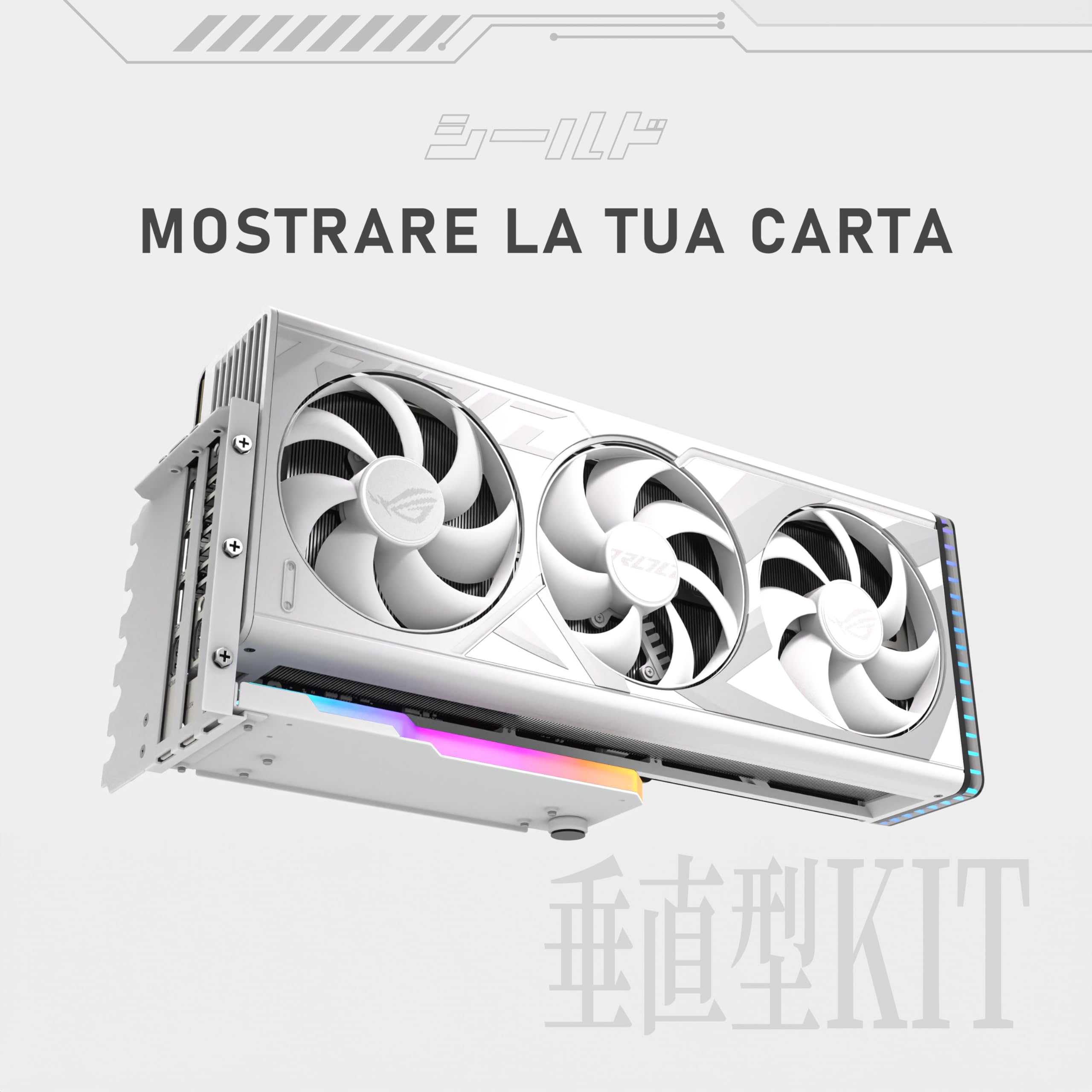 EZDIY-FAB Supporto Verticale GPU con Cavo Riser PCIE 4.0,Modulo ARGB,Estensione Flessibile 115mm/4.52in,Connettore a 90 Gradi, Compatibile Solo con Slot PCIe Completamente Aperti-Bianco-YIHPI344-3