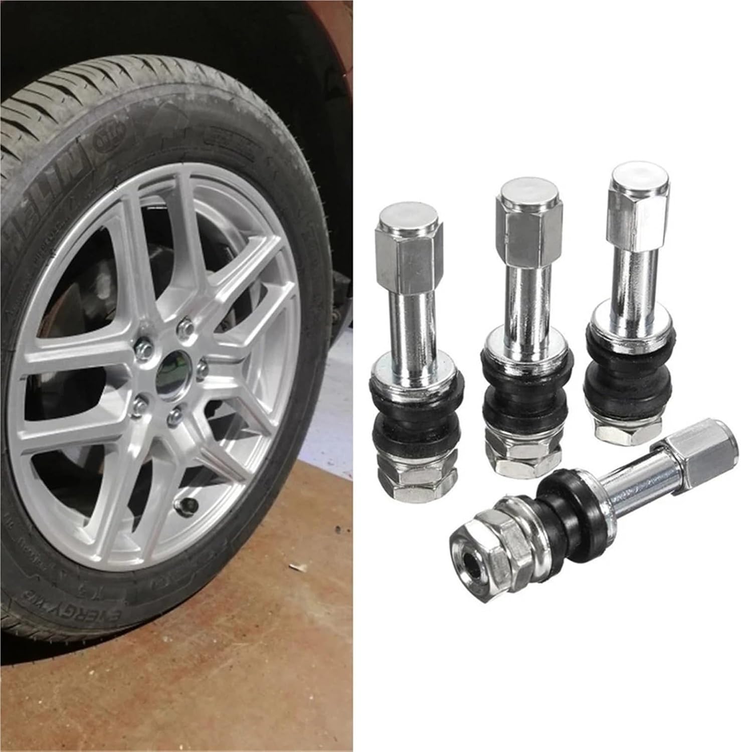 Metal Valve Stems 12pcs Metal Bikes Aluminum Alloy Tubeless High Pressure Tire Valve Stems Valves Dust Caps Bolt-in for Vehicle Car Light Truck SUV(Red)