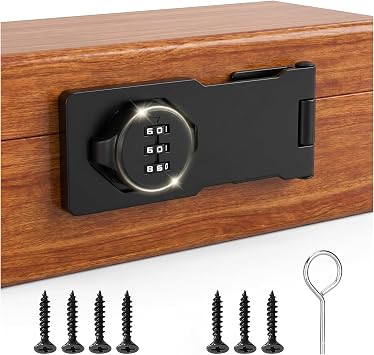 3-Digit Mechanical Password Rotary Hasp Combination Lock, Black | Keyless Lock, For Cabinet Doors, Suitable for School Gym Storage Cabinet Fence Toolbox Door Box