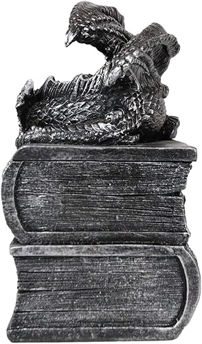 Miniatura 4 de Ebros Gift Fantasía medieval Bibliografía Dragón Guardián del Conocimiento Decorativo Caja de Baratija Figurita 8.25" H Dungeons and Dragons Jewelry