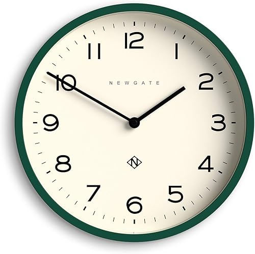 NEWGATE Reloj de pared Number Four Echo Reloj redondo moderno 12 pulgadas Verde Eden Números fáciles de leer Ideal para cocina, sala de estar u