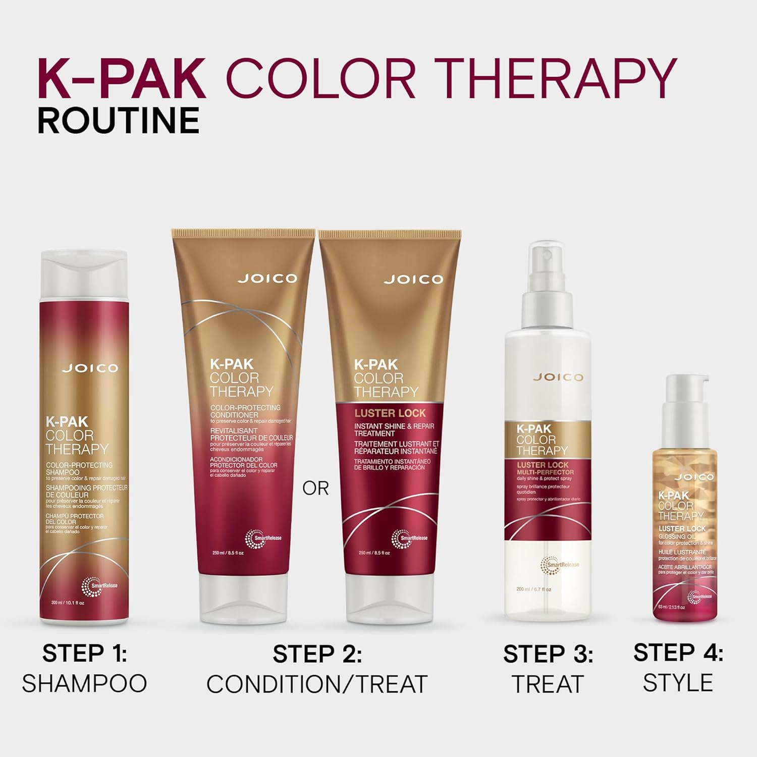 Joico K-PAK Color Therapy Luster Lock Instant Shine & Repair Treatment | For Color-Treated Hair | Boost Color Vibrancy | Repair Breakage | With Keratin & Argan Oil