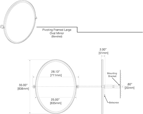 Miniatura 5 de Gatco 4639XFLG Glam Espejo ovalado enmarcado de 33 pulgadas, negro mate