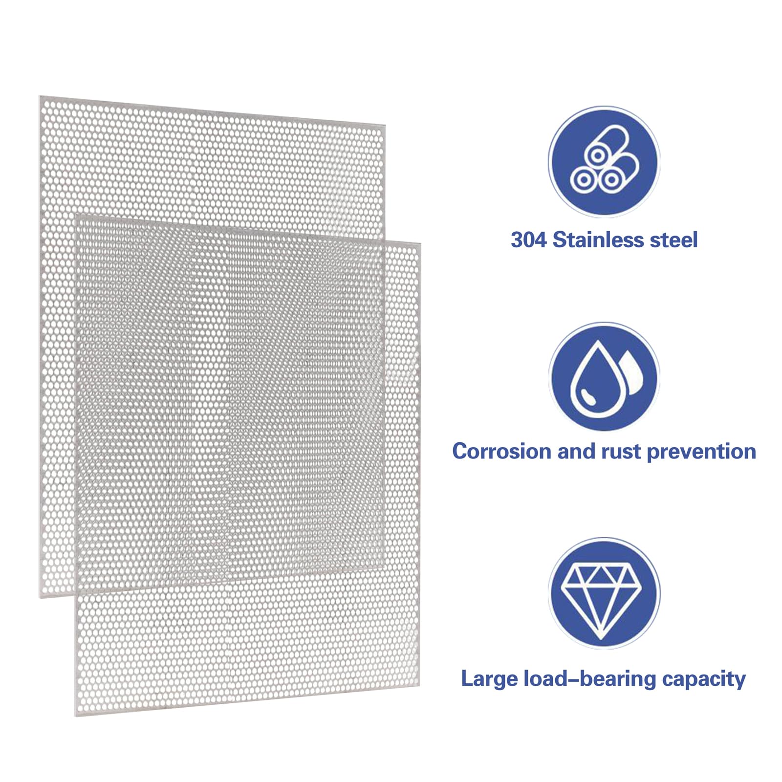 2 pièces Tôle perforée en acier inoxydable 305x305x15 mm Panneaux à trous Plaque Écran Décoratif Mailles pour la décoration intérieure, l'industrie