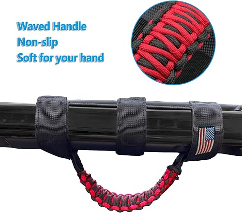 Miniatura 51 de Asas de agarre de barra antivuelco de cuerda de paracaídas prémium para Jeep Wrangler YJ TJ JK JKU JL JLU Sports Sahara Freedom Rubicon Unlimited X