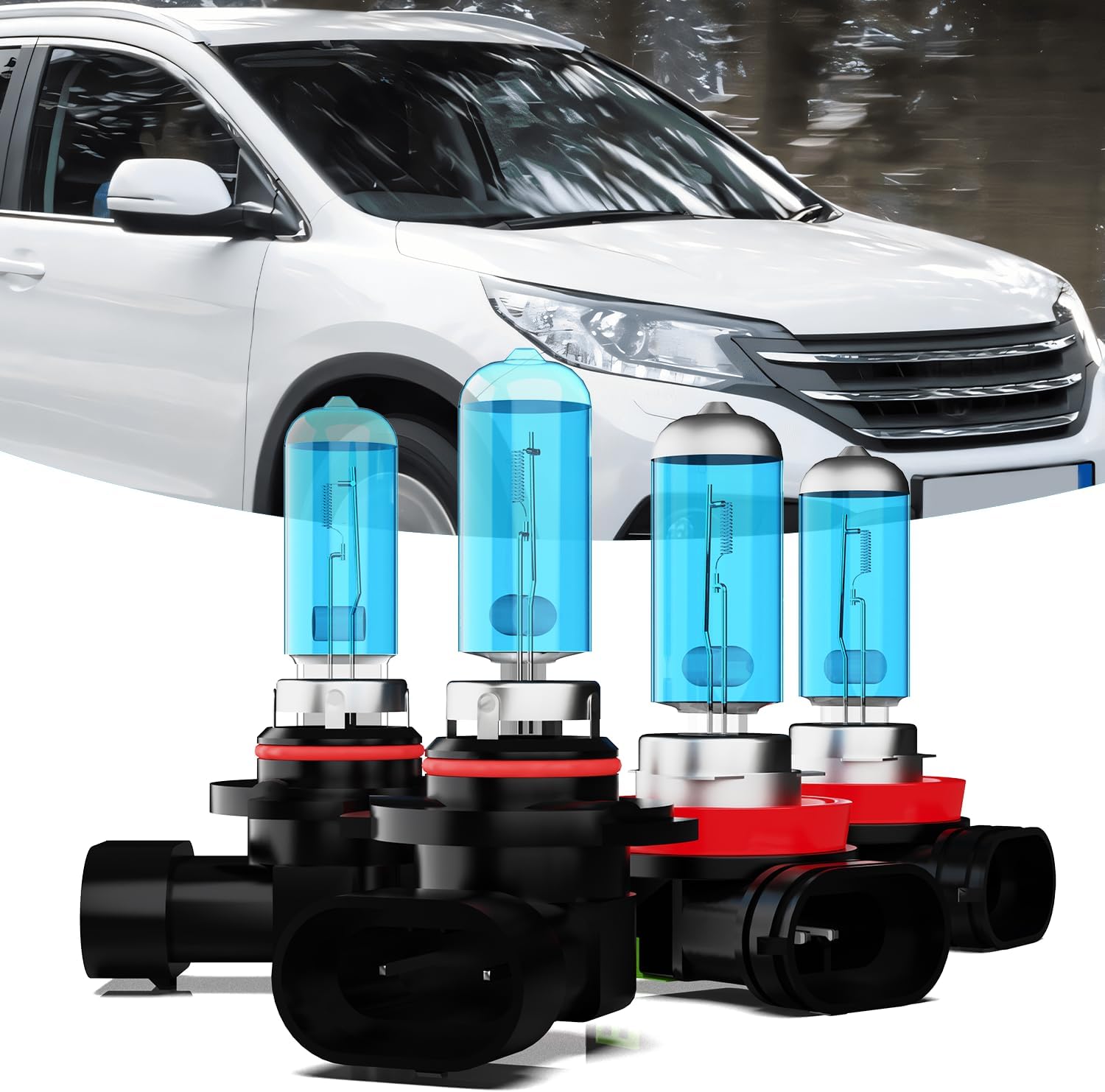 Headlights Compatible with 2015-2020 Honda CR-V CRV Halogen Headlight Bulbs,9005/HB3/H10 High Beam & H11/H8/H9 Low Beam Headlight Bulbs For CRV,Plug And Play,Pack of 4