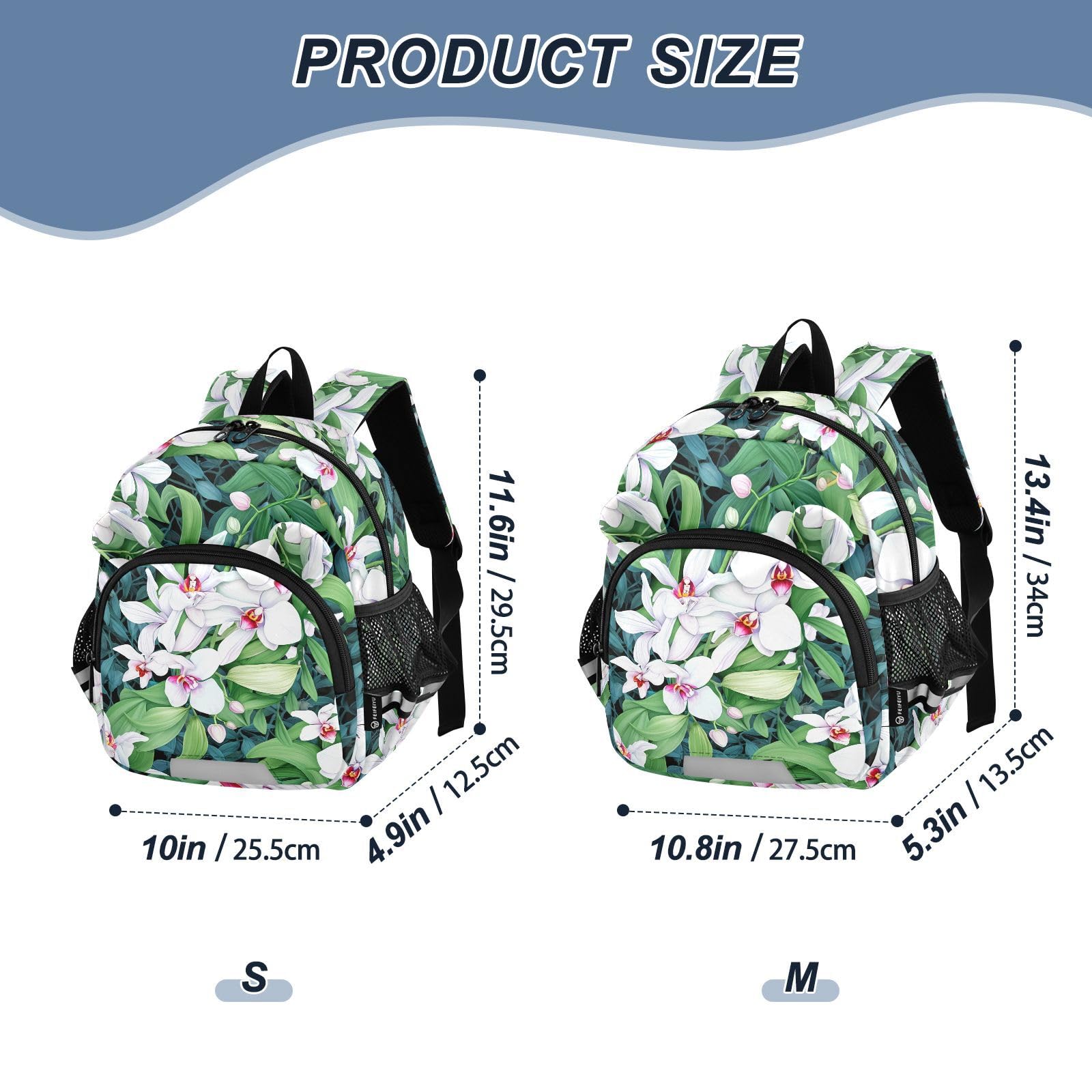 White Orchid Leaves Toddler Harness Backpack for Boys Girls 3-6 Years Kids Backpack with Anti Lost Safety Leash Child Leash Backpack for Travel Preschool Walking