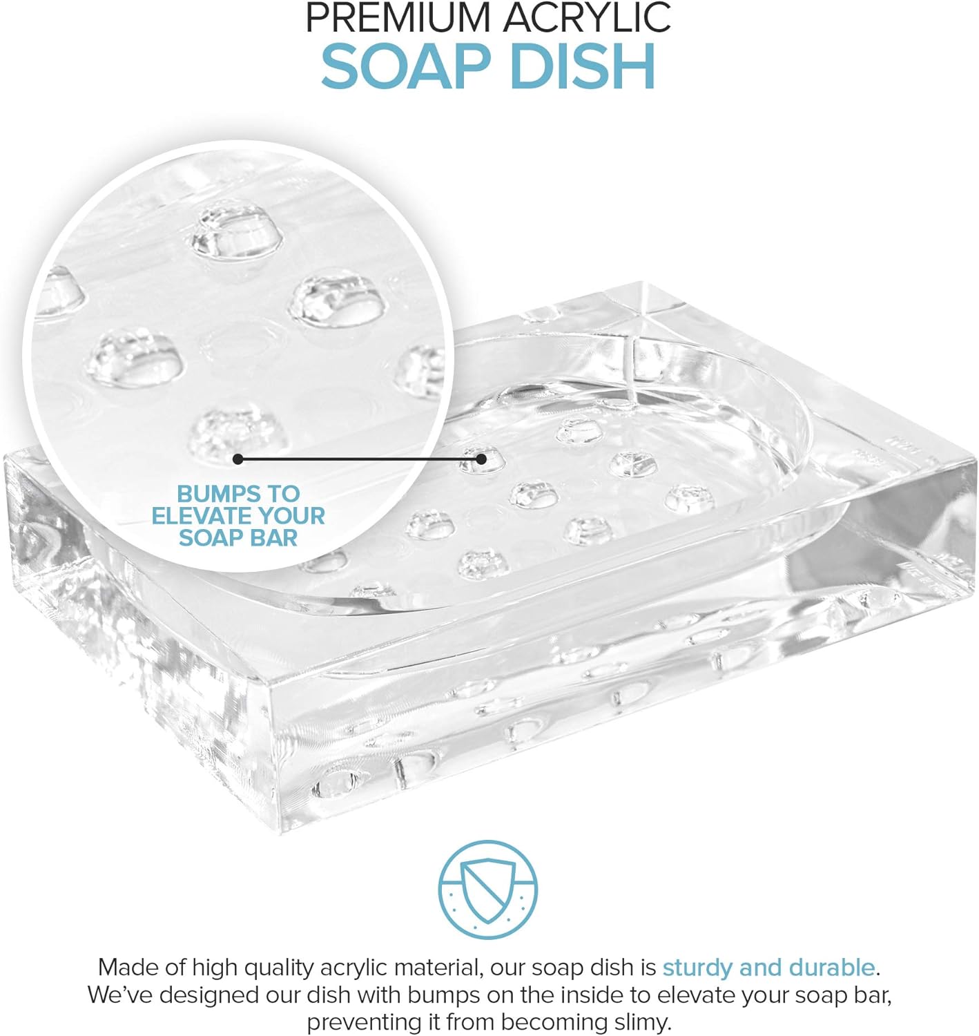 Modern Innovations Acrylic Soap Dish - Shatterproof Clear Plastic Soap Dish – Crystal Clear Soap Dish for Bar Soap Holder, Sponge Holder, or Small Bathroom Tray in Showers, Kitchens, Hotels and More : Home & Kitchen
