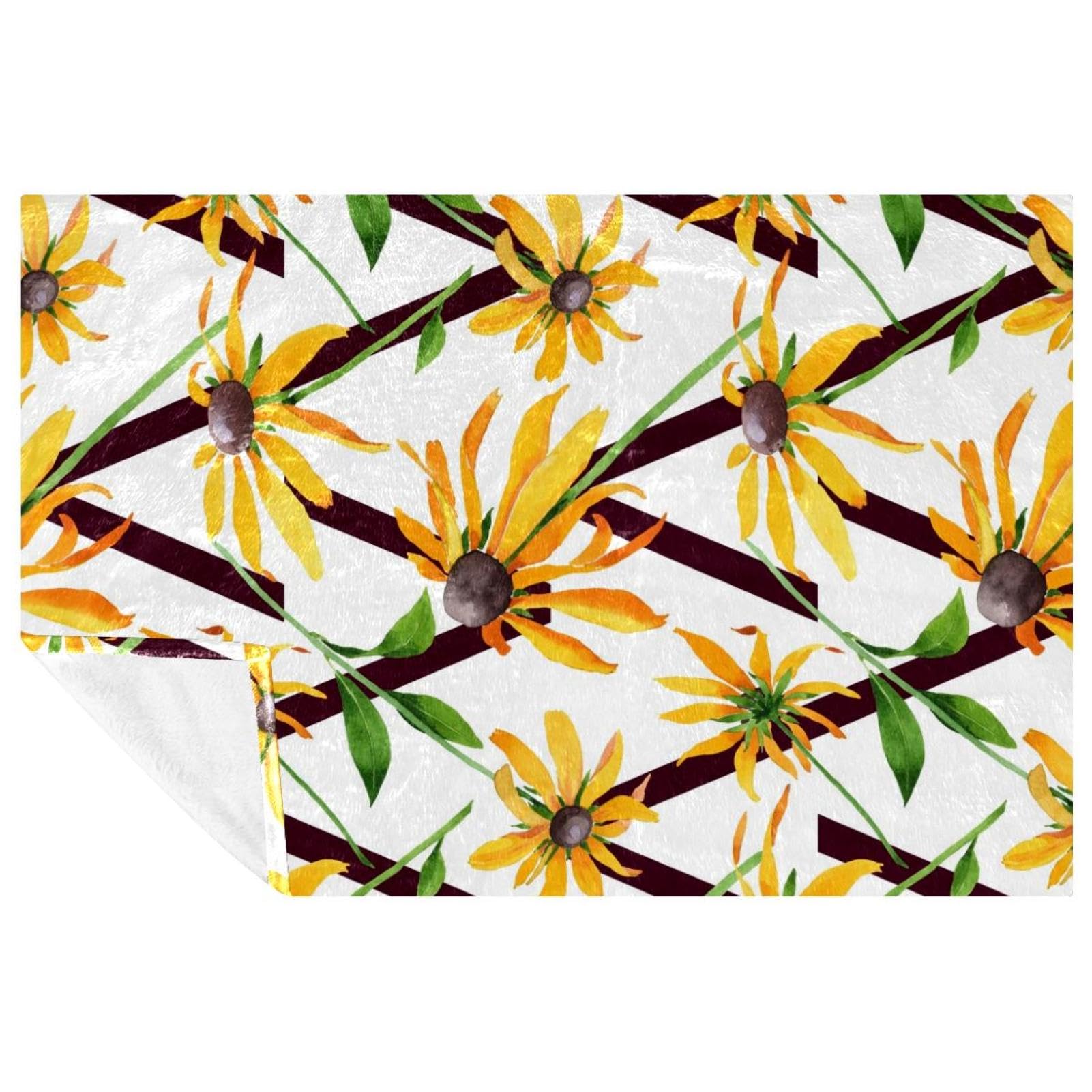 Couverture Rudbeckia Hirta 150x100 cm plaid botanique chaud pour lit et canapé