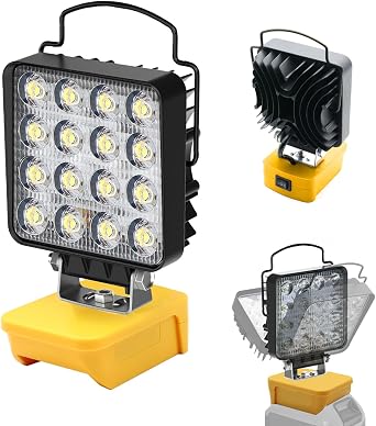 Cordless 20V Max LED Work Light for Dewalt 20v Battery, 48W 4800LM Flood Flashlight with 2 Modes Setting & 110 Degree Pivoting, Battery LED Light for Outdoors and Job Site Lighting