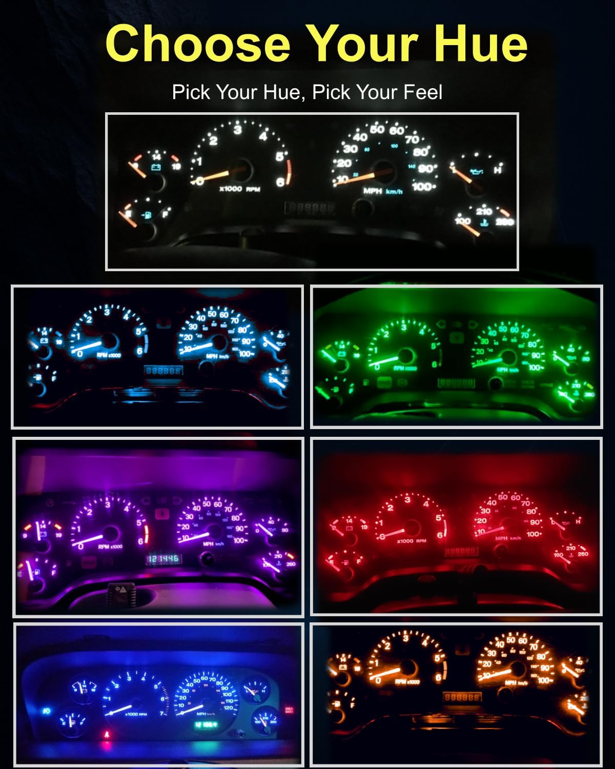 16 Pieces Interior Dash Instrument Gauge Lights with Sockets + HVAC Climate Control LED Bulb Kit, Plug and Play White, Fits Jeep Wrangler TJ 1997–2006
