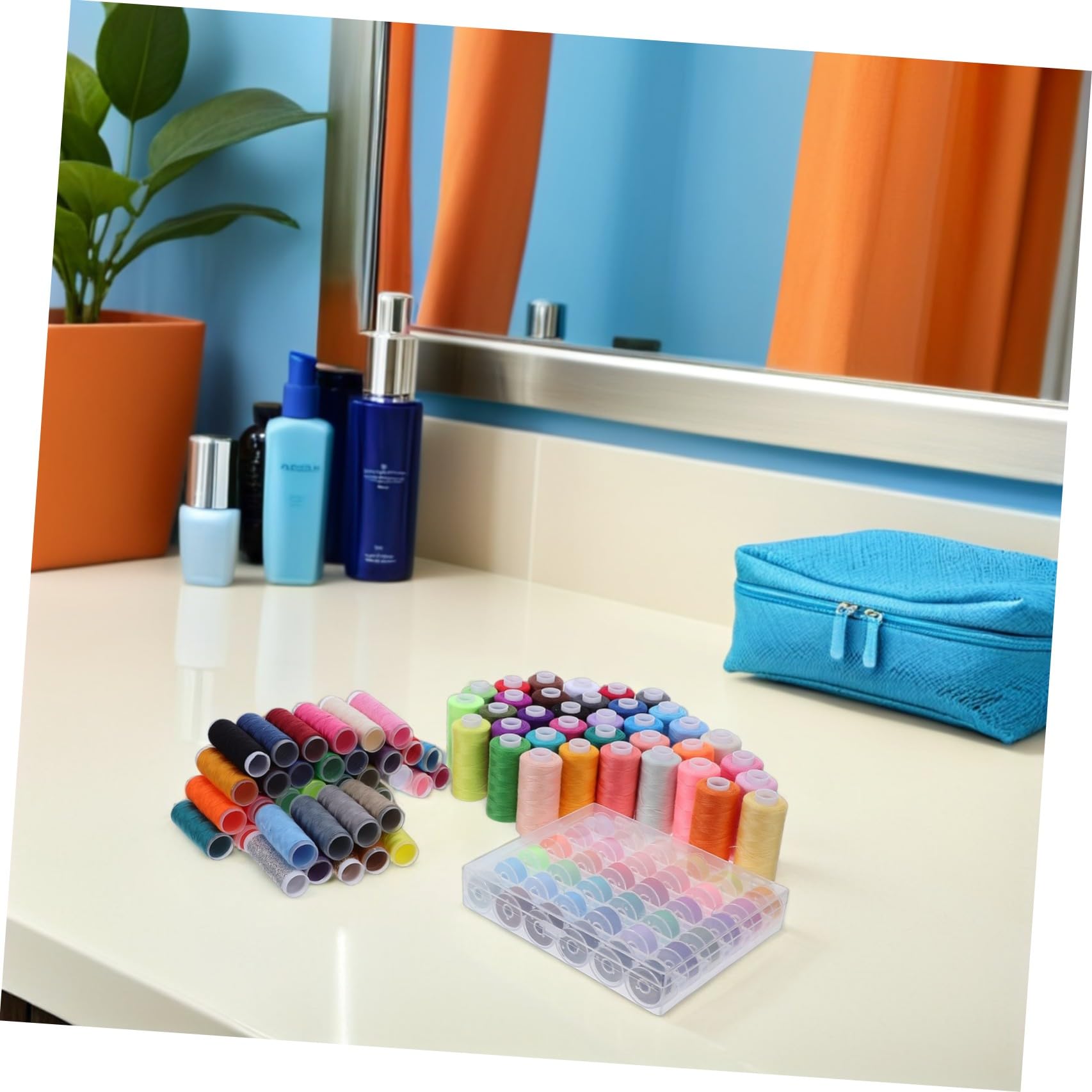 Kit de Hilo de Coser de 111 Piezas con 39 Colores de Hilo para Máquina de Coser y 36 Bobinas de Poliéster con Portabobinas, Adecuado para Reparaciones Hogar