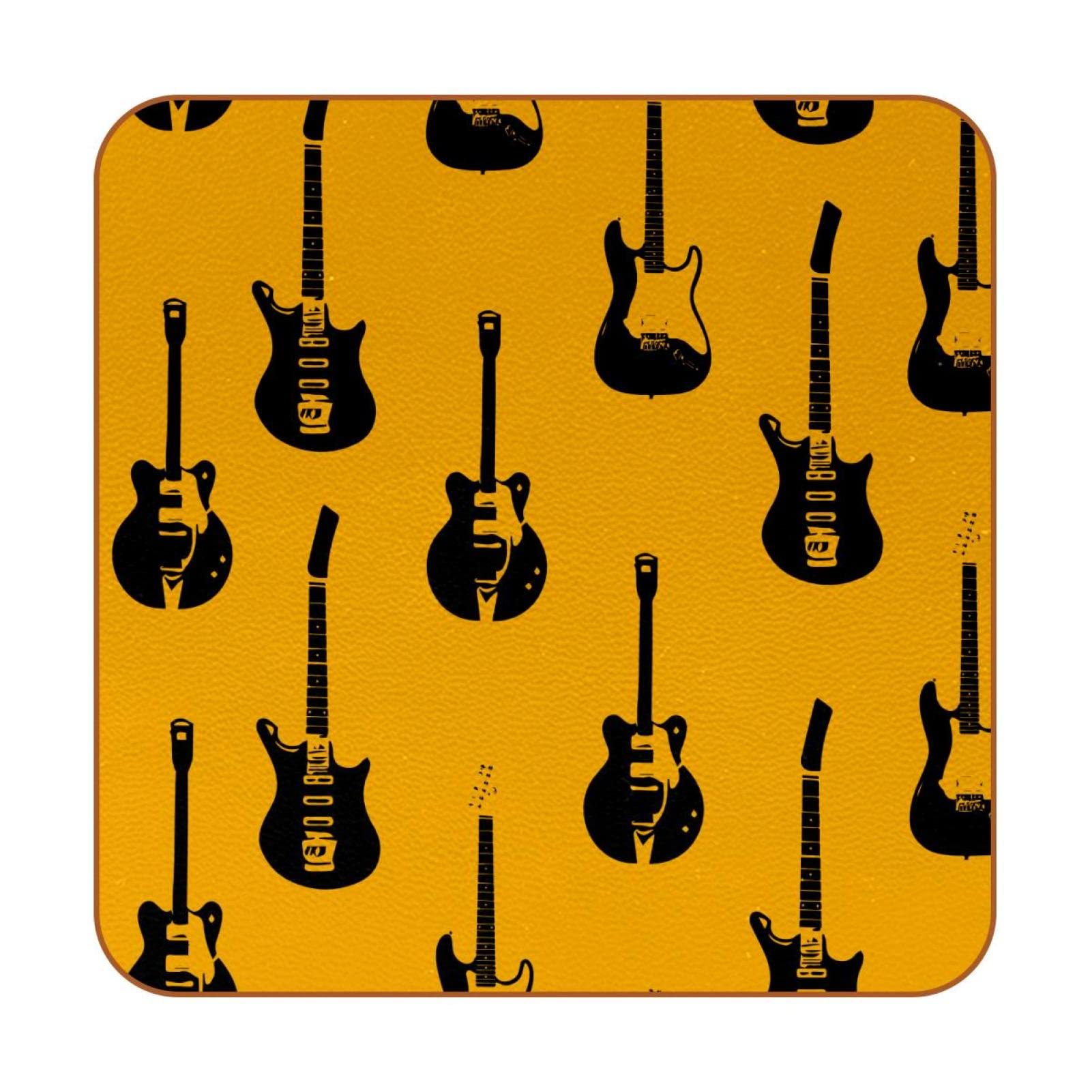 Sous-verres carrés guitare lot de 6 antidérapants pour table basse