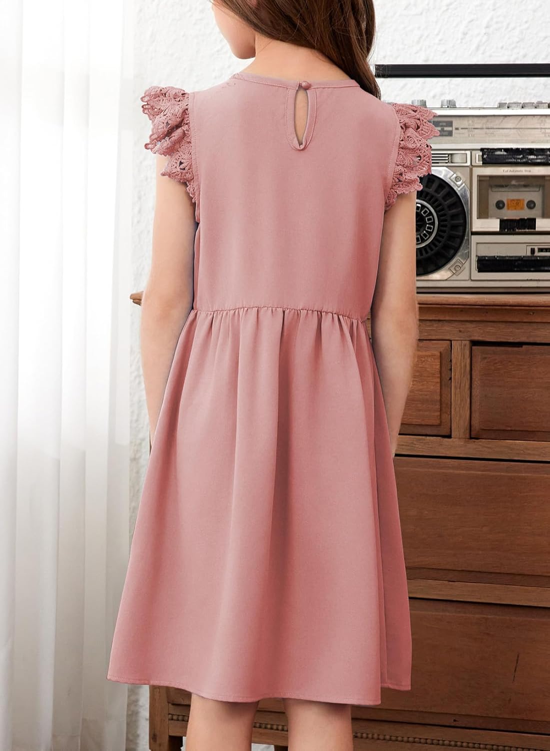 blibean Teen Girls Flower Dresses Semi Formal Sleeveless Wedding Dress Size 6-15 Years - Image 3