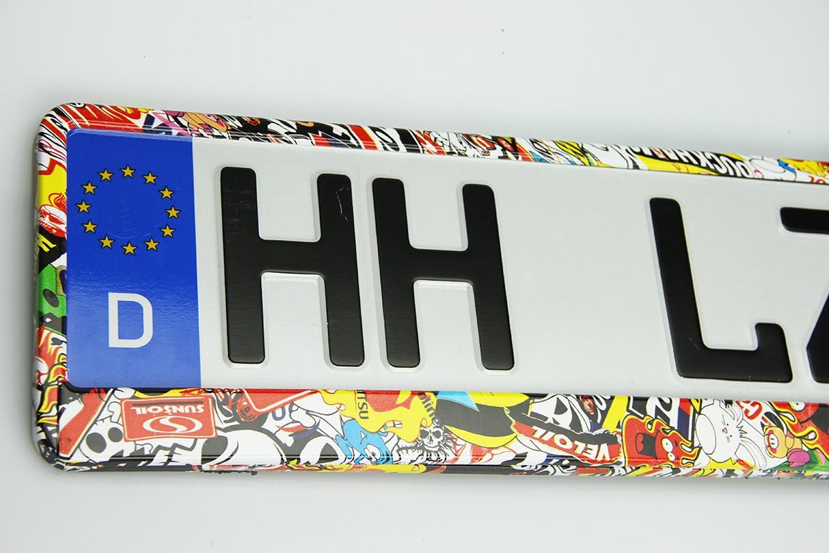 Stickerbomb Numberplate Holder Frame Holder Set of 2