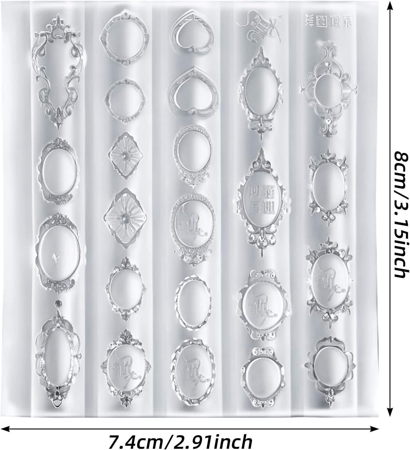 Transparent White Silicone Nail Mold, 3DRetro Gemstone Resin Molds, DIY Craft Framed Silicone Tools for Nail Art, Jewelry Making, Home Decoration and Handmade Accessories Supplies
