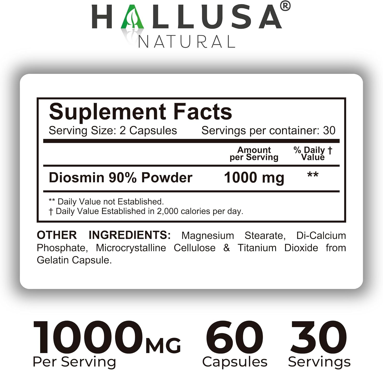 Hallosmine Advance - Blood Circulation & Vein Support Supplement, Diosmin 1000mg + Free Vein Cream | Leg Circulation, Visible Veins, Spider Veins, Blood Flow, Swelling & Heavy Legs | 60 capsules - Image 4