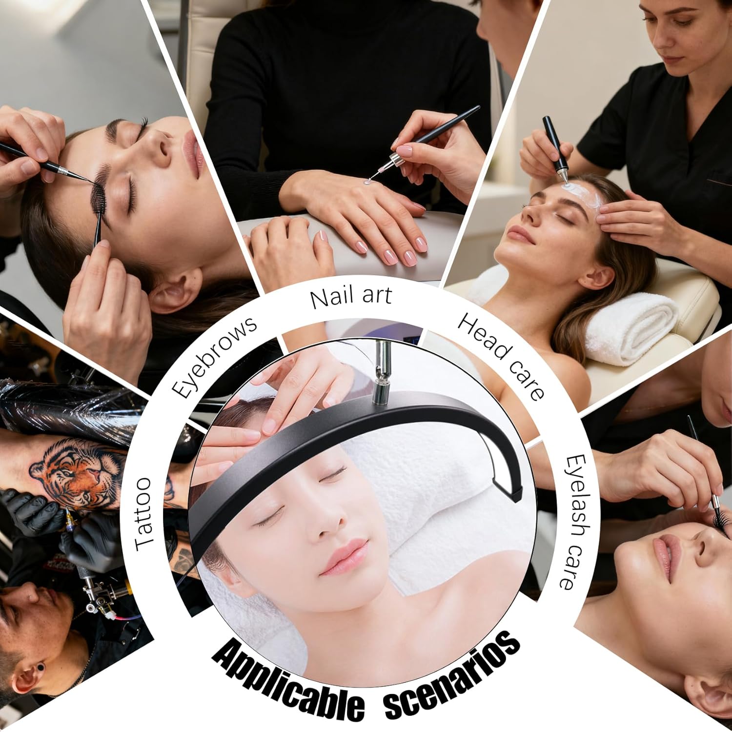 21-inch Eyelash LED Moonlight lamp, Suitable for Nail Art, SPA, Makeup, Tattoo, Skin Care, Studio and Salon Lighting. Remote Control Three-Tone Temperature, 350° Floor lamp