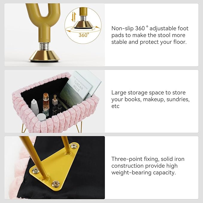 Silla De Escritorio Sin Apoyabrazos Con Almacenamiento Rosa miniatura 4