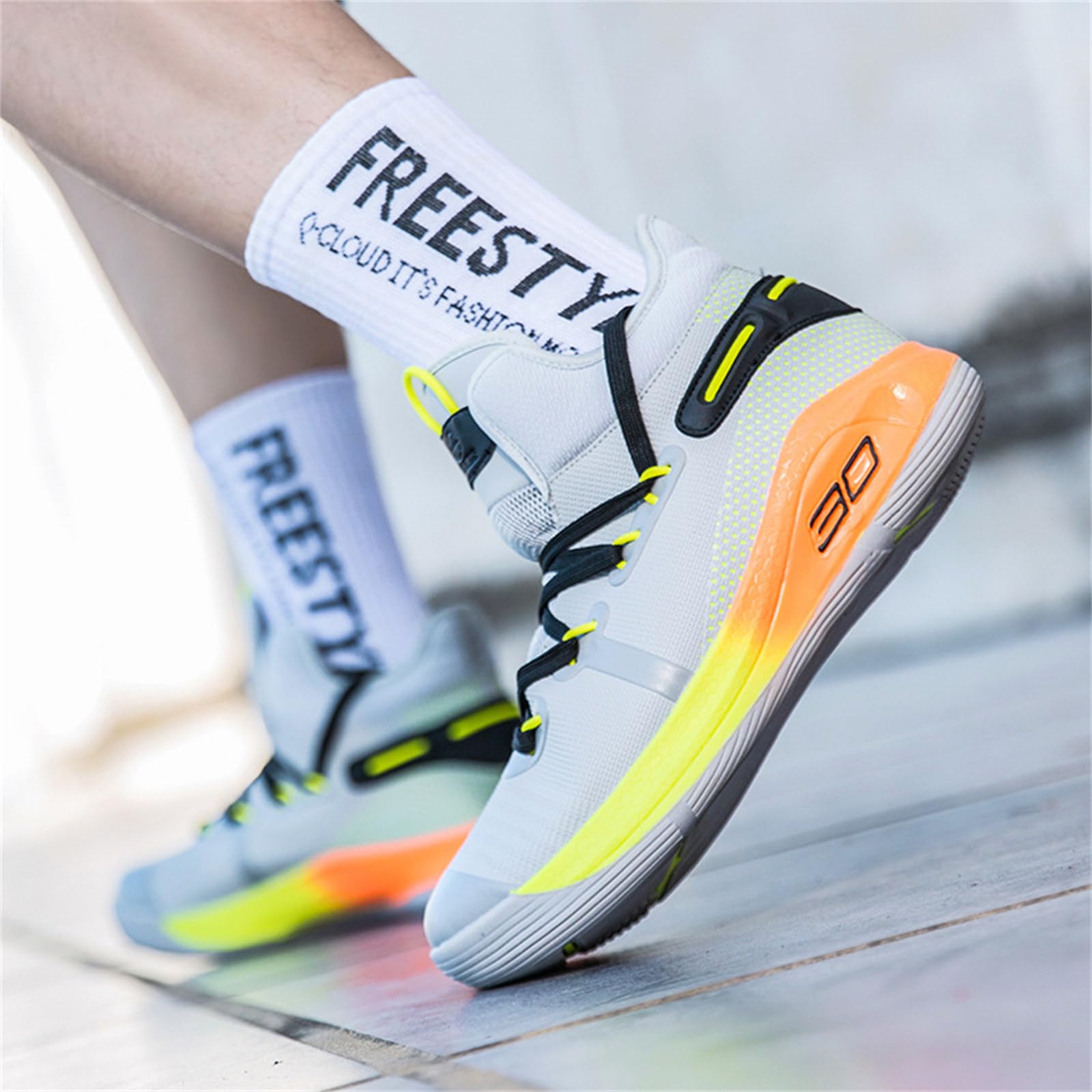 Hixingo Zapatillas de Baloncesto Hombre, Basketball Shoes Adulto Deportivas Zapatillas Running Deportivas Antideslizantes, N° 30 Unisex Transpirable Sneakers de Correr
