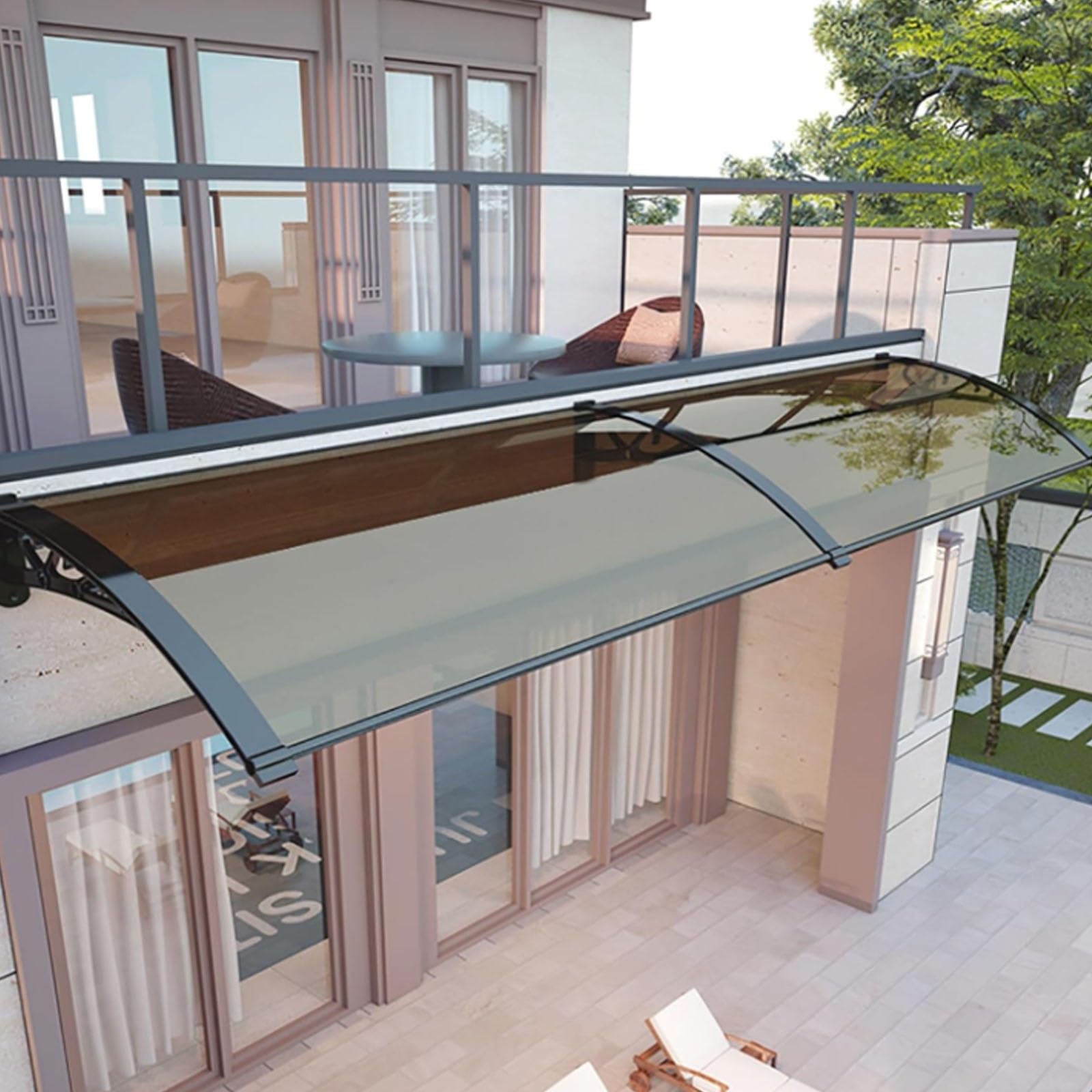 Auvent pour porte et fenêtre anti-UV avec auvent de pluie marron 60x60