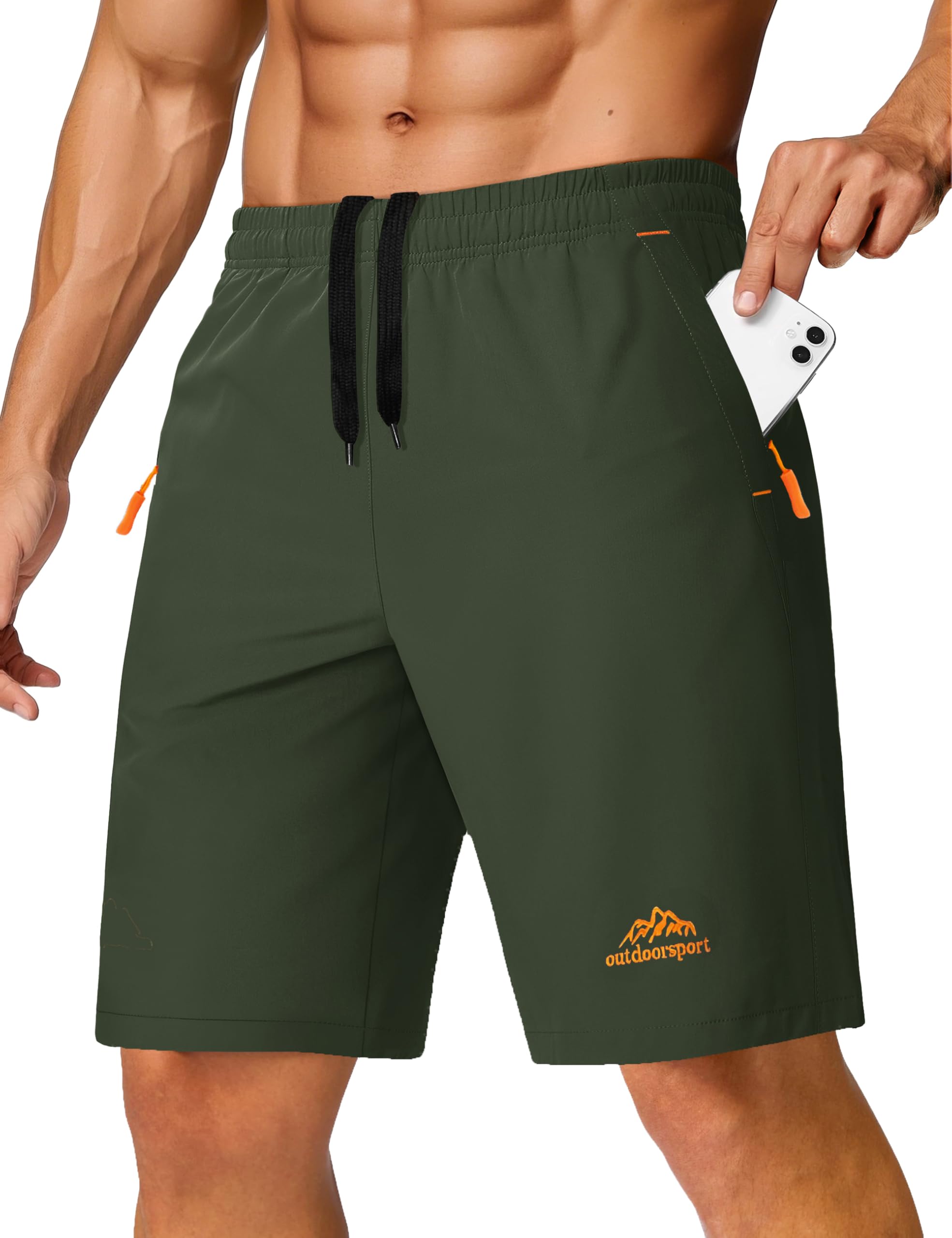 TACVASEN Men's Quick-Drying Training Shorts, Running Shorts, Breathable Sports Shorts with Zip Pockets — view 7
