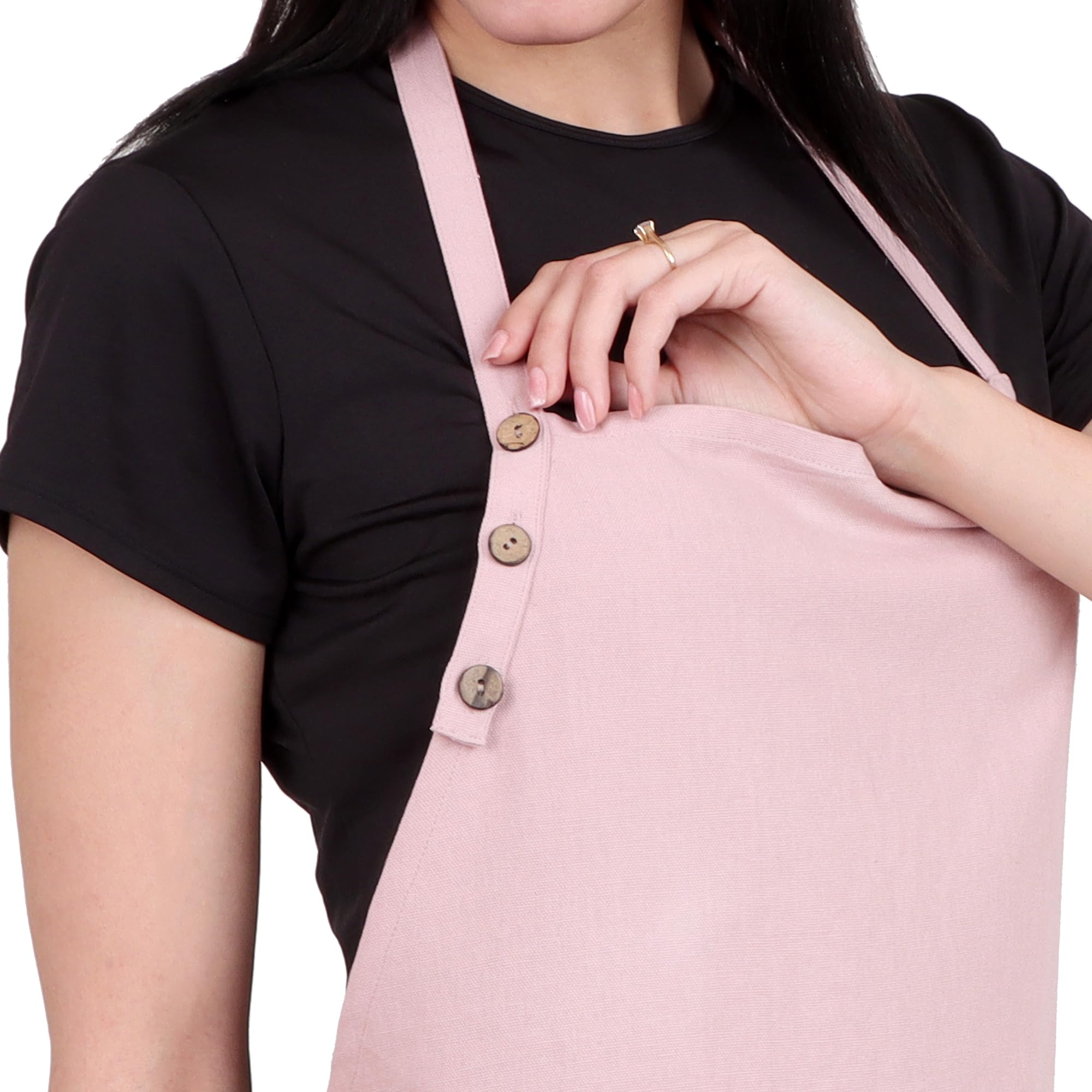 Delantal de cocina de algodón resistente a las gotas de agua con delantales ajustables para mujer con bolsillos, 8 opciones de color para cocinar