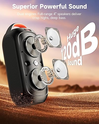 Miniatura 2 de Altavoz Bluetooth portátil TWS inalámbrico, luces impulsadas por ritmo, altavoz estéreo de fiesta de 120 dB con Bluetooth 5.3, USBTFAUXFMMic, asa de