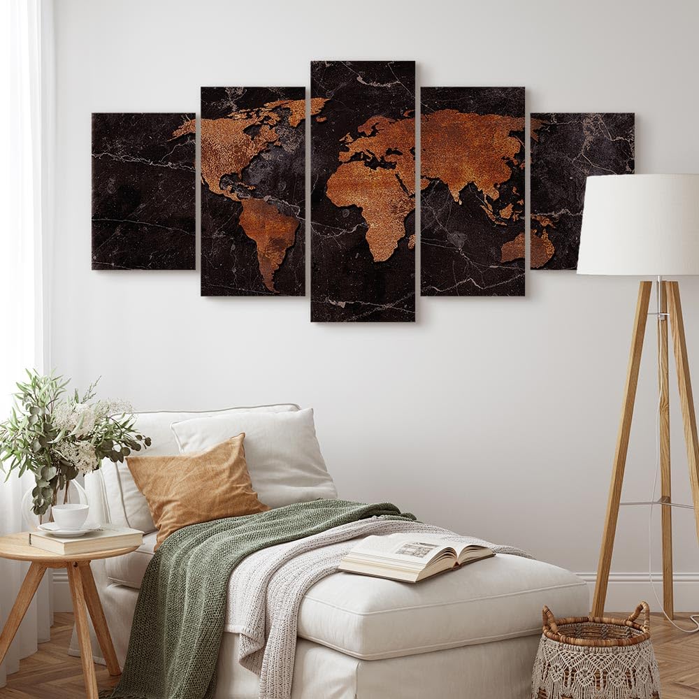murando - Quadro Acustico Mappamondo 5 pezzi schiuma acustica Quadri Moderni Camera da Letto Matrimoniale - Stampa su Tela - Pannelli Fonoassorbenti Decorativi - Fonoassorbente Acustiche