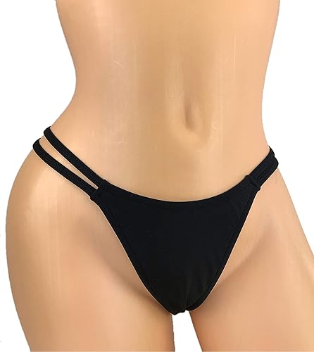 G-String Thong V- String Thong Black Double Strappy Thong Mini Micro Panty Rave Outfits Clubwear Skimpy Bikini Beach Panties Tanga Underwear