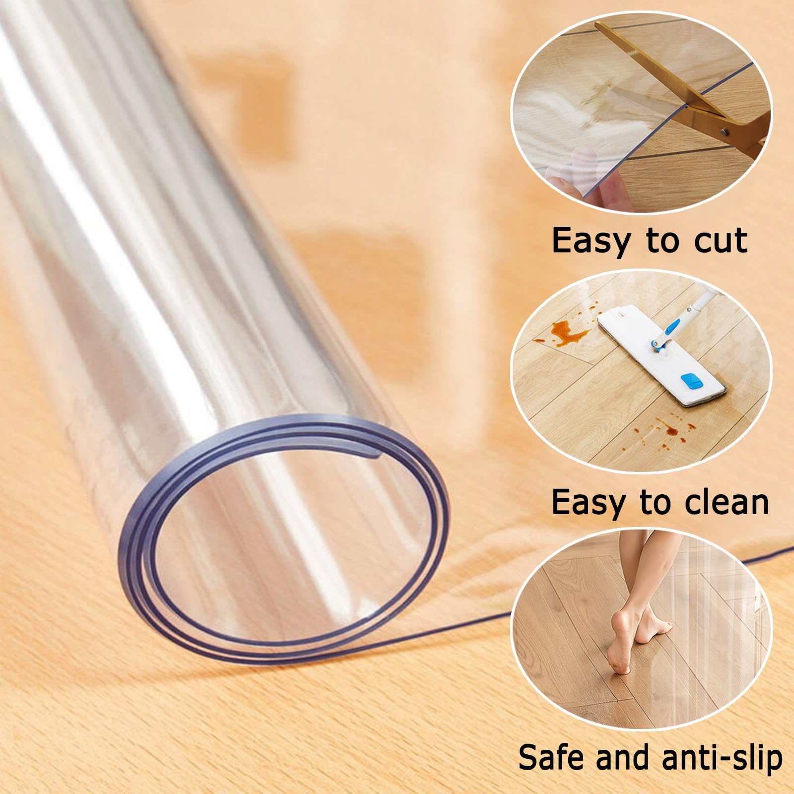 Sottomano Da Scrivania Trasparente Spessore 1.5mm Sicuro E Inodore, PVC Sedia Office Tappeto Prevenire Danni Al Pavimento, Arrotolare E Conservare, Riutilizzabile(120x180cm)