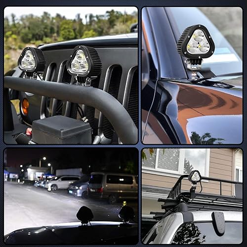 Miniatura 8 de Nilight 2 luces LED de trabajo de 60 W de 4 pulgadas con forma de triángulo de inundación LED para tractores, camiones, cazadores, motocicletas,