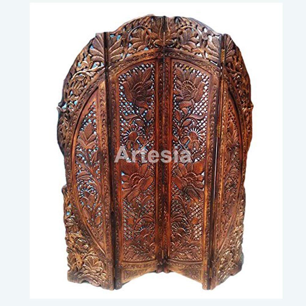 Artesia Handcrafted 4 Panel Wooden Room Partition/Wooden Room Divider/Wooden Screen/Wooden Room Separator