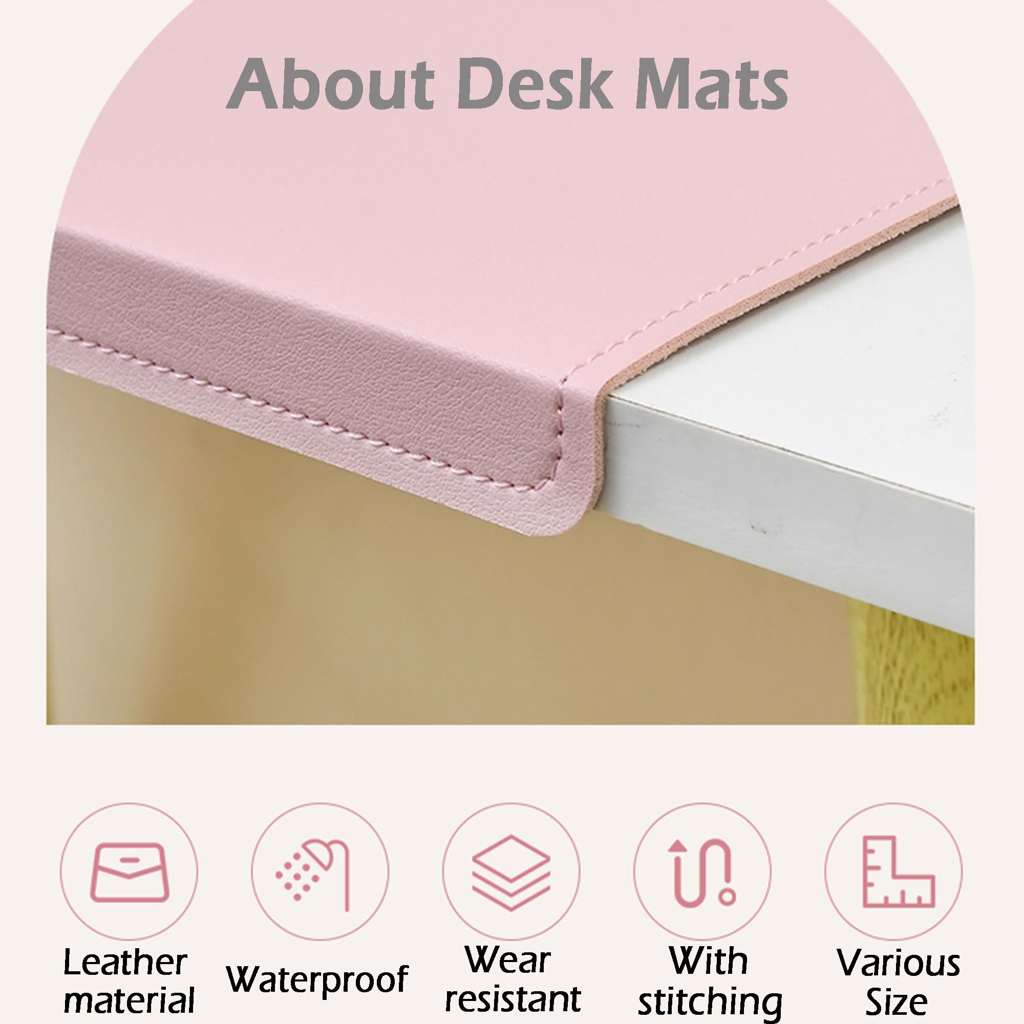 Drop Stop Tapis De Bureau, Grand Tapis De Souris Bureau, Sous Main Bureau Cuir Étanche Pour Bureau Et Maison (Rose ,90 * 45cm) à Prix Pas Cher | Maroc