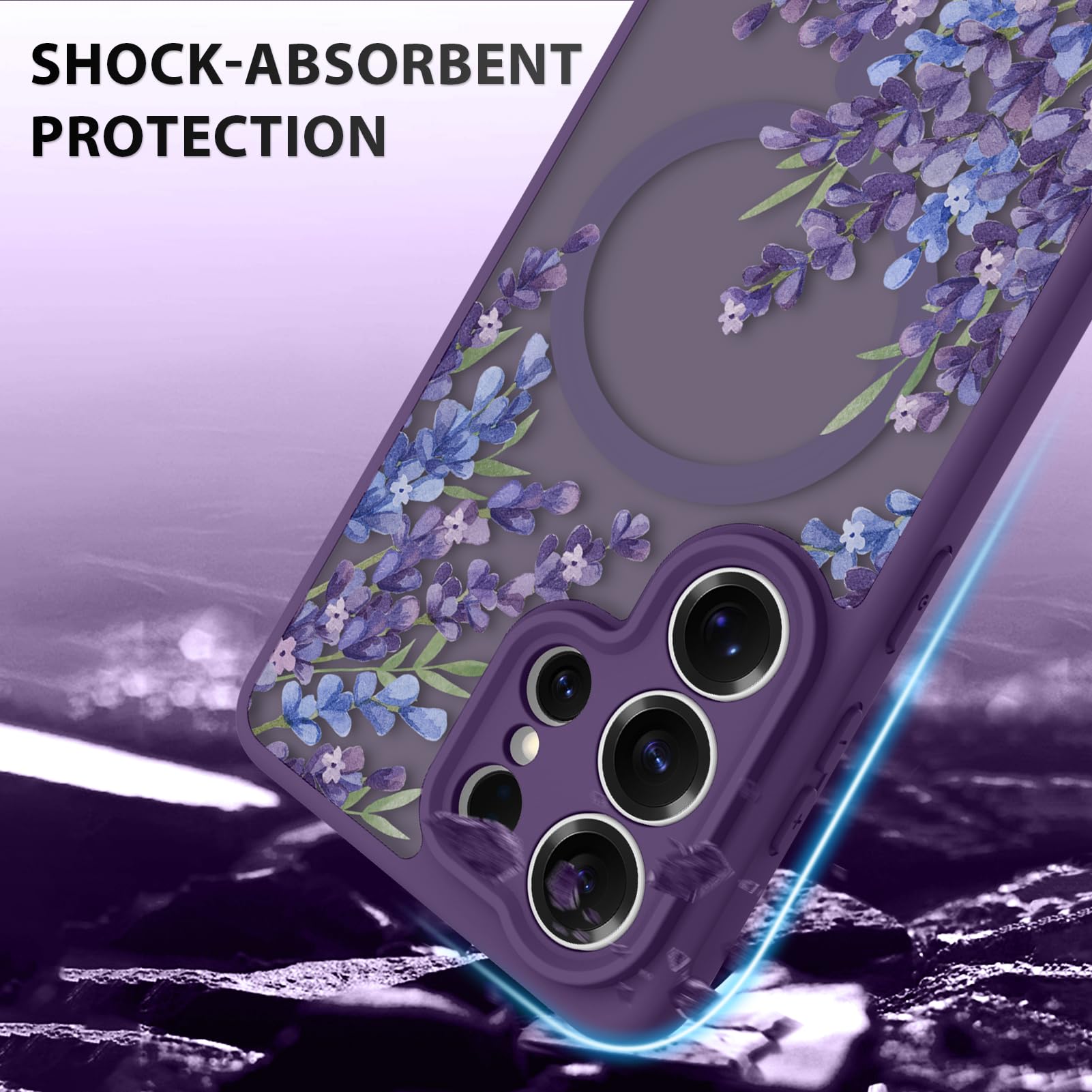 OOK Custodia per telefono viola floreale adatta per Samsung Galaxy S26