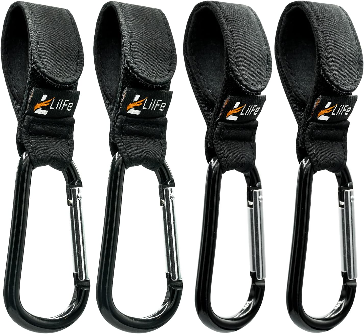 4 Pcs Baby Stroller Hooks for Hanging | Multipurpose Stroller Straps with Durable and Stylish Stroller Clips for Diaper Bags | The Perfect Mummy Hook for Stroller, Walker and Shopping (Black)