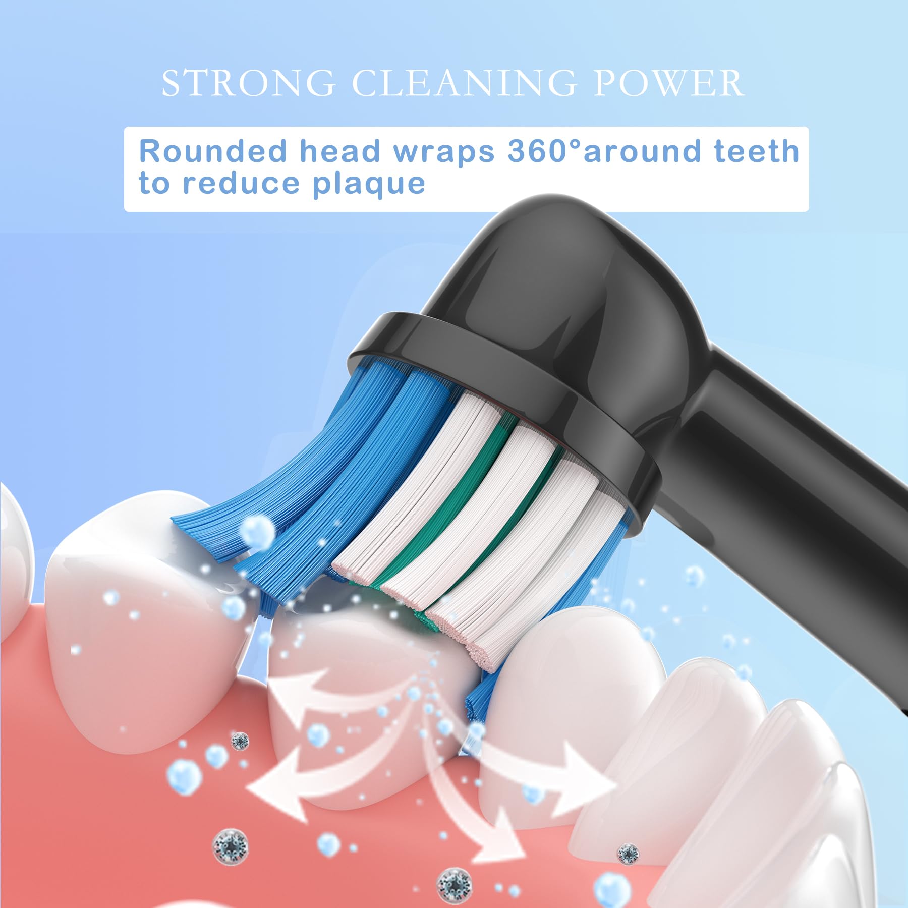 Cabezales de repuesto compatibles con cepillo de dientes eléctrico Oral B Braun, paquete de 16 cabezales de cepillo de dientes negros profesionales limpios