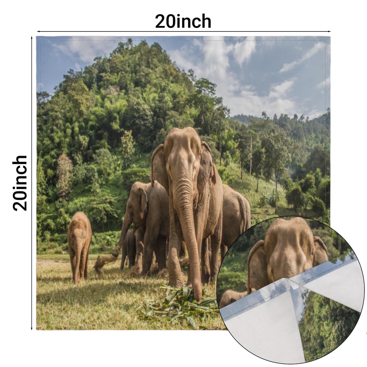Set Di 6 Tovaglioli In Cotone Con Stampa A Blocchi Indiana – 50x50 Cm, Motivo Elefante, Lavabili, Riutilizzabili – Per Cene, Matrimoni, Eventi