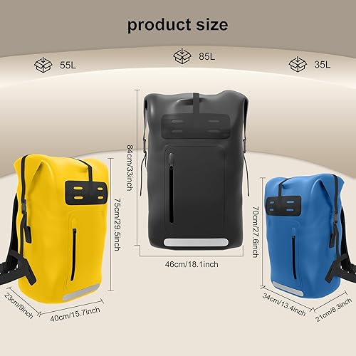 Miniatura 2 de Mochila impermeable, mochila de senderismo resistente, mochila seca de 355585L, resistente al agua para hombres, cierre enrollable, para kayak,