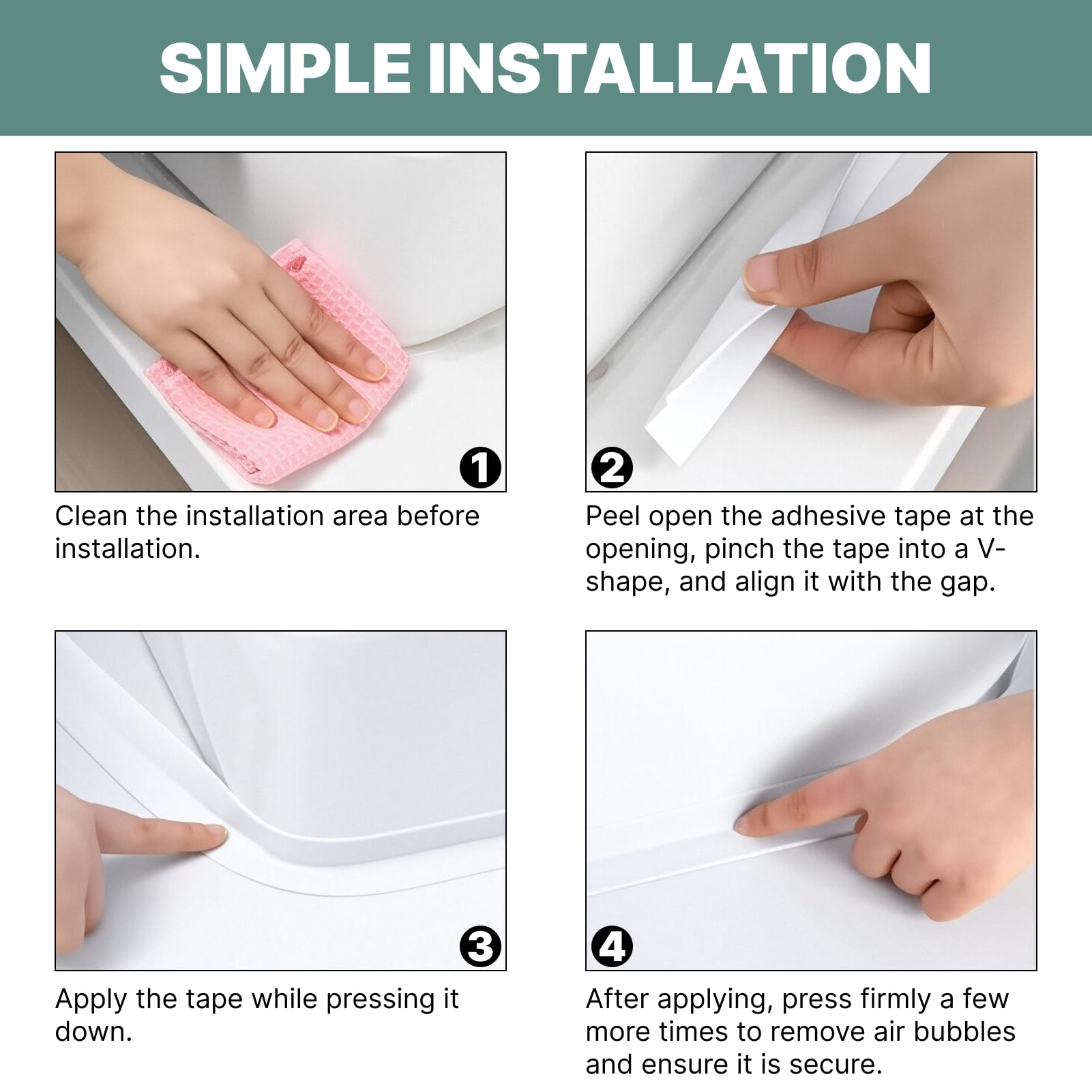 Confezione da 2 rotoli di nastro sigillante autoadesivo in PVC - 22 mm x 3,2 m - Per cucina, bagno, servizi igienici - Bianco