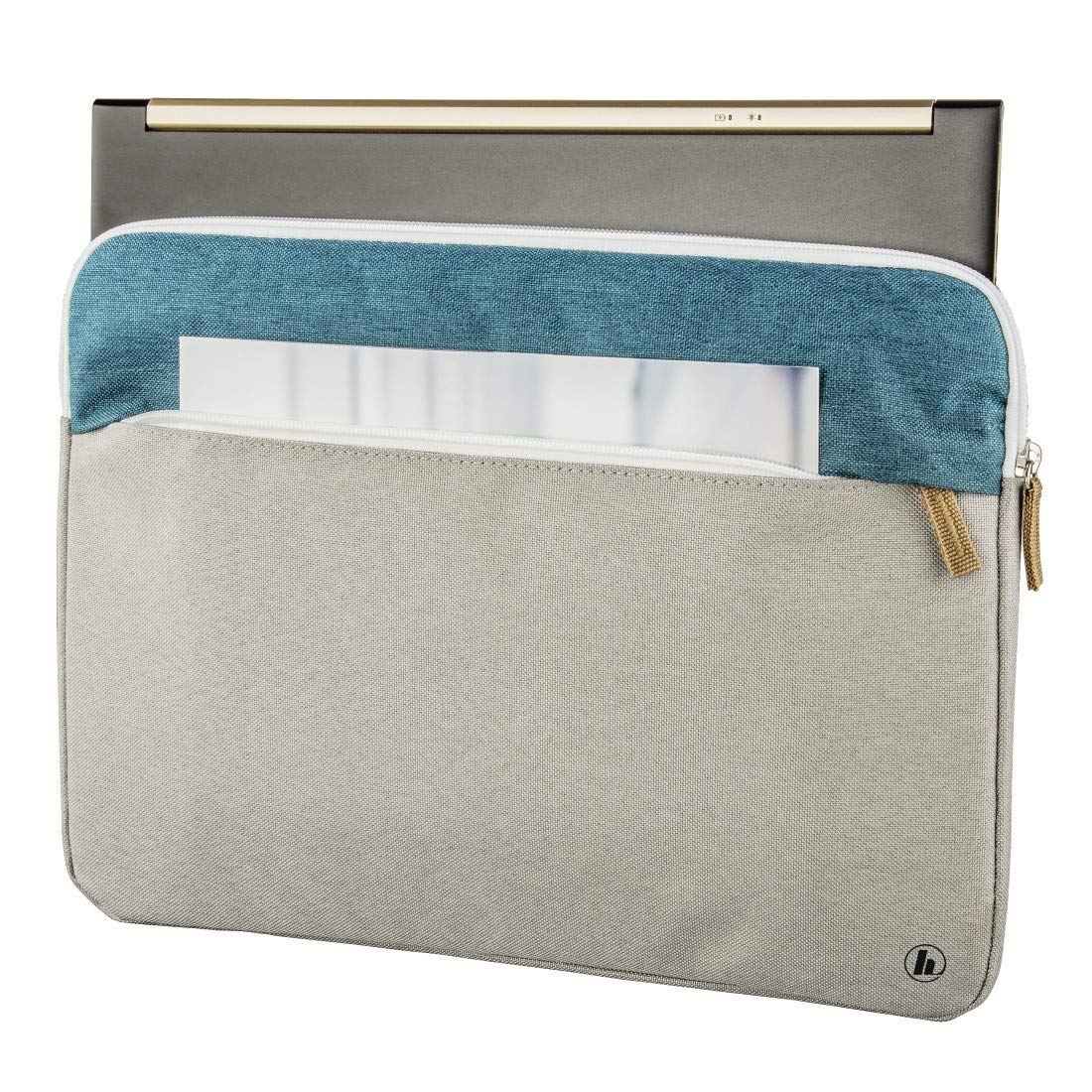 Funda Bandolera Hama Florenz Para Portátil 13.3 Pulgadas - Color Gasolina/Gris, Compartimento Acolchado, Bolsillo Organizador
